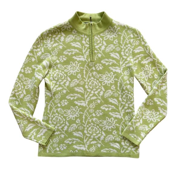 Meister Wool Blend Floral Sweater Women's Sz Medium Large Green All over Print - Picture 5 of 13